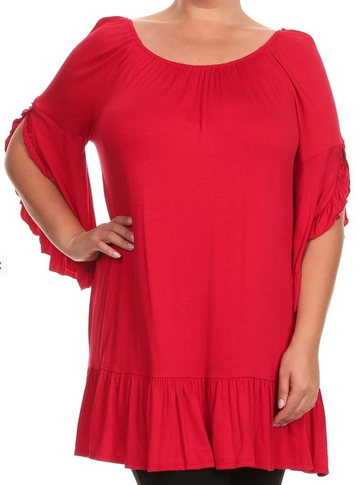Plus Ruffle Red Tops