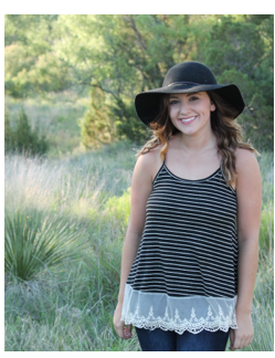 Black Stripe Lace Bottom Tank
