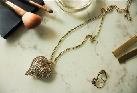 Gold Bling Heart Long Necklace