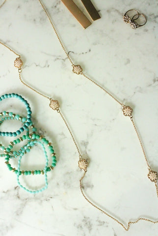 Pearl Cluster  Gold Necklace