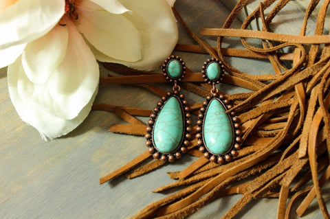 Turquoise&Copper Dangle Earrings