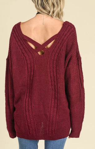 Burgundy Cross Cross Back Sweater